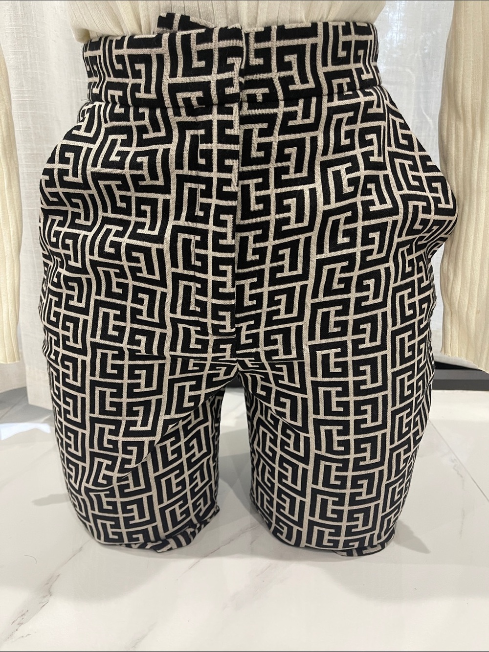 Balmain Black & White Monogram Geometric Chinos - Picture 4 of 17